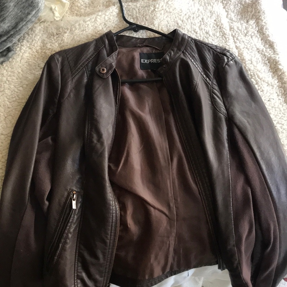 Express leather brown jacket